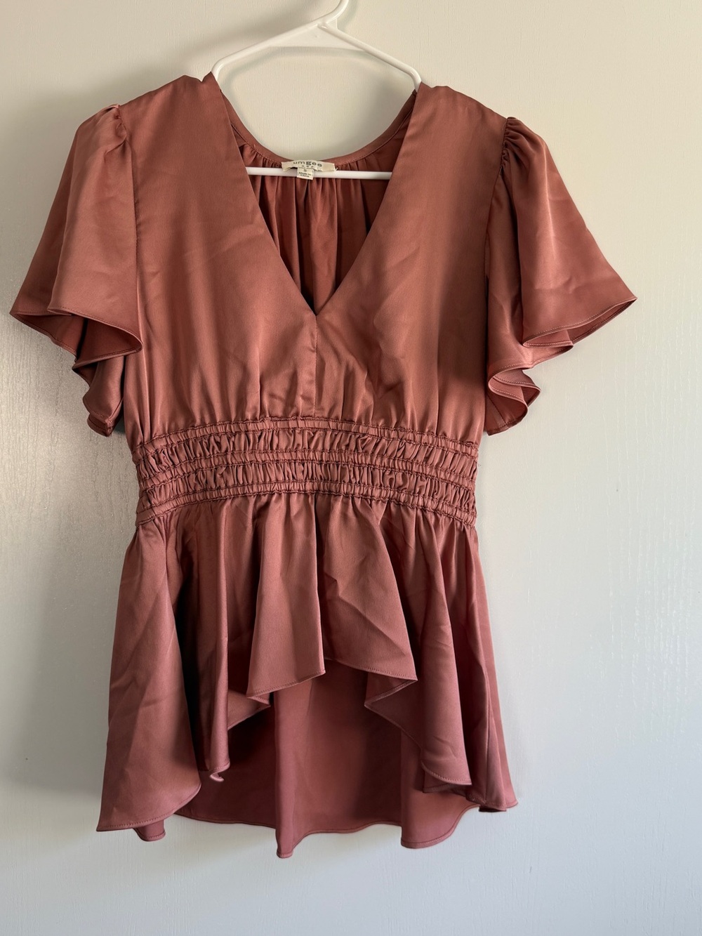 Umgee Rust Ruffle Peplum Tunic NWOT